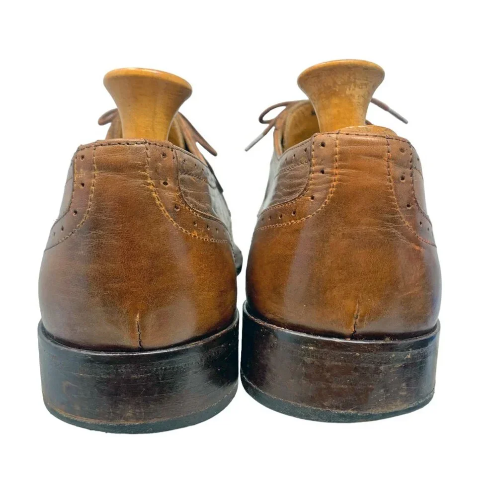 Mercanti Fiorentini 6703 Mid Brown Leather Brogue Accent‎ Wingtip Dress Oxford